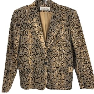 Lilli Ann Women’s 12 Animal Snake Print Buttoned Formal & Professional Blazer